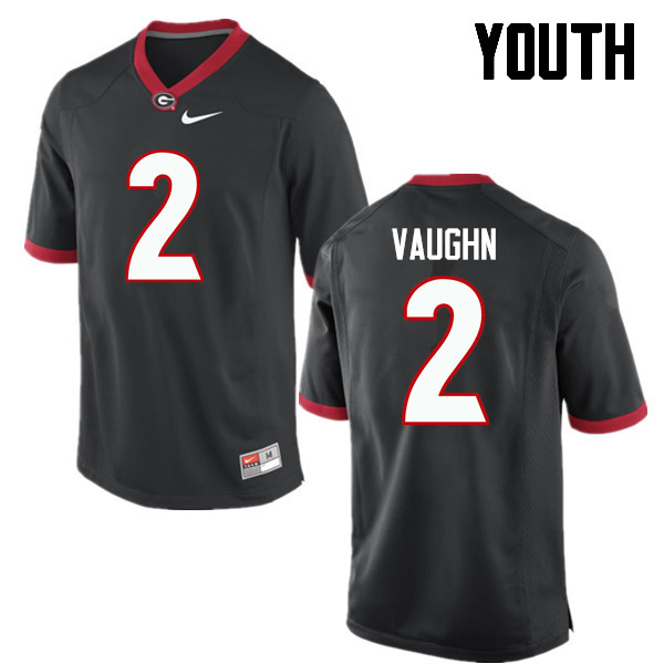 Georgia Bulldogs Youth Sam Vaughn #2 Black Stitched College UGA Football Jersey 23LF017ND